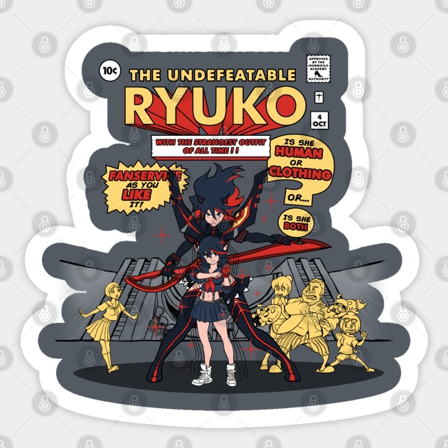 The Undefeatable Ryuko Sticker by Adam Endacott